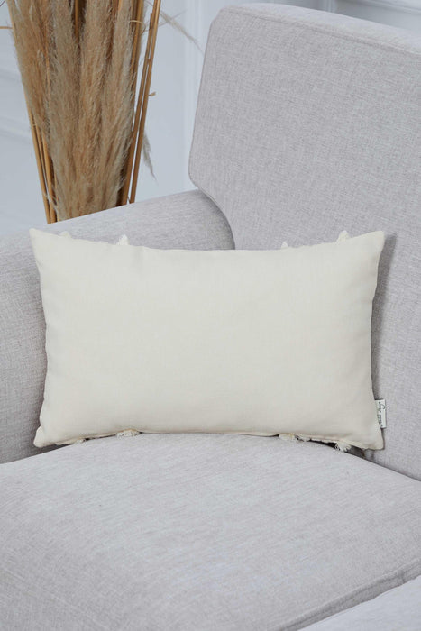 Decorative Ivory Throw Pillow Cover with Embriodery Knitting Work Details, 20x12 Inches Ivory Colour Pillow Cover with an Chic Design,K-291 Ivory