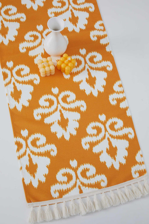 Printed Polyester Table Runner with Handmade Pom-poms 30 x 90 cm Handicraft Table Cloth for Dinner Table, Parties, Home Decoration,R-62K Suzani Pattern 55