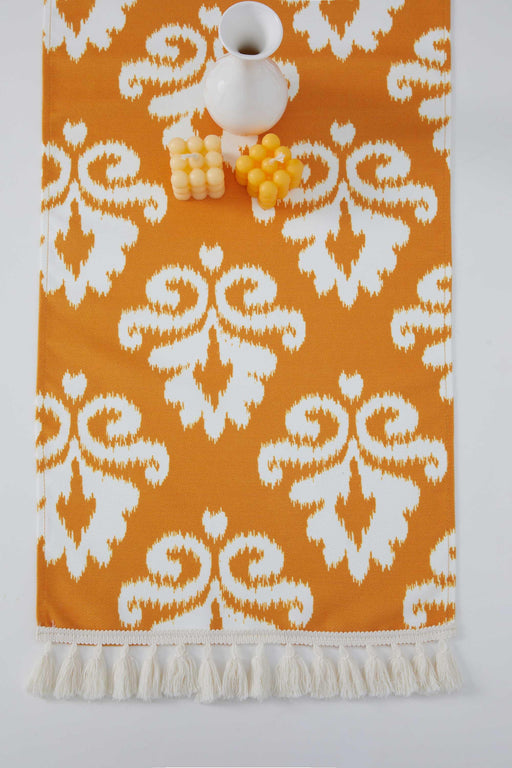 Printed Polyester Table Runner with Handmade Pom-poms 30 x 90 cm Handicraft Table Cloth for Dinner Table, Parties, Home Decoration,R-62K Suzani Pattern 55