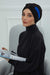 Pre-Tied Multicolor Instant Turban with Top Bowtie, Stylish Cotton Turban Hijab for Women, Stylish Double Colour Women Head Covering,B-77 Black - Sax Blue