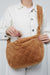 Fashionable Zippered Plush Shoulder Bag, Stylish and Comfortable Plush Fabric Women Bag, Soft Touch Lady Bag for Daily Use,CK-48 Light Brown