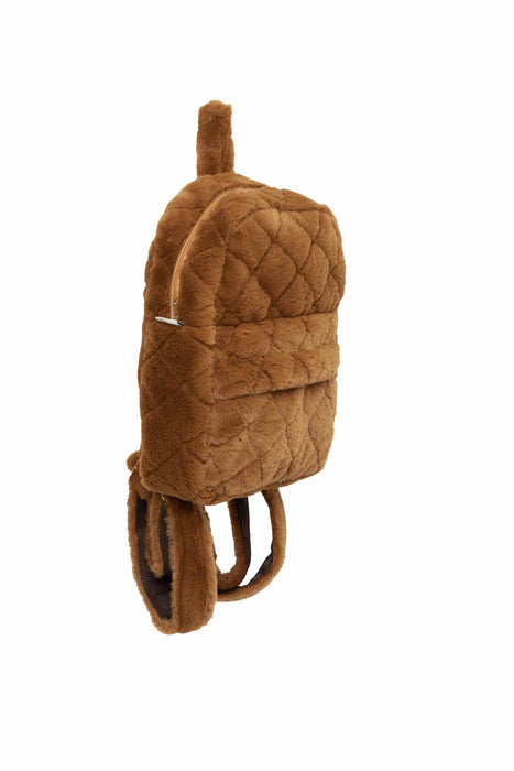Plush Handmade and Soft Touch Fashionable Carry-on Backpack, 11.8 x 11.8 Inches (30x30 cm.) Trendy and Comfy Travel Backpack,CS-9K Light Brown
