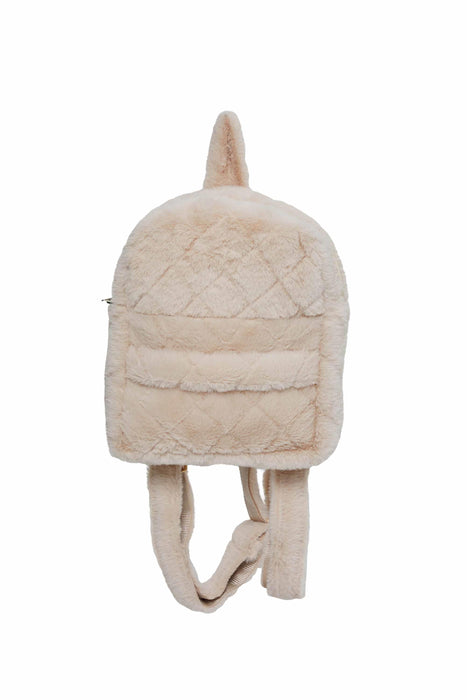 Plush Handmade and Soft Touch Fashionable Carry-on Backpack, 11.8 x 11.8 Inches (30x30 cm.) Trendy and Comfy Travel Backpack,CS-9K Beige