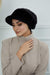 Velvety Plush Visor Turban for Women, Luxuriously Soft Handmade Instant Headwrap, Stylish Lightweight Plain Soft and Warm Visor Cap Hat,B-78 Black