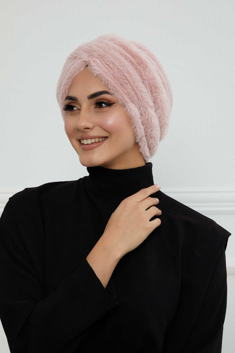 Bequemer, modischer Instant-Turban für Frauen, vorgebundener Plüsch-Kopfturban für einen eleganten Look, einfach zu wickelnde, bequeme Chemo-Kopfbedeckung aus Plüsch, B-9PD