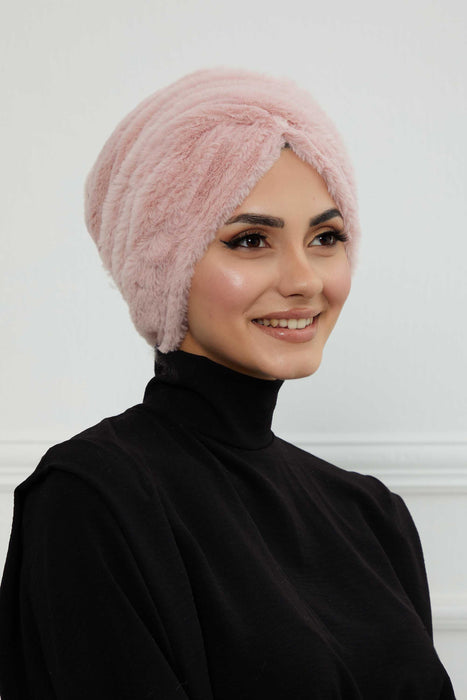 Bequemer, modischer Instant-Turban für Frauen, vorgebundener Plüsch-Kopfturban für einen eleganten Look, einfach zu wickelnde, bequeme Chemo-Kopfbedeckung aus Plüsch, B-9PD