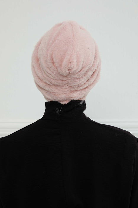 Bequemer, modischer Instant-Turban für Frauen, vorgebundener Plüsch-Kopfturban für einen eleganten Look, einfach zu wickelnde, bequeme Chemo-Kopfbedeckung aus Plüsch, B-9PD