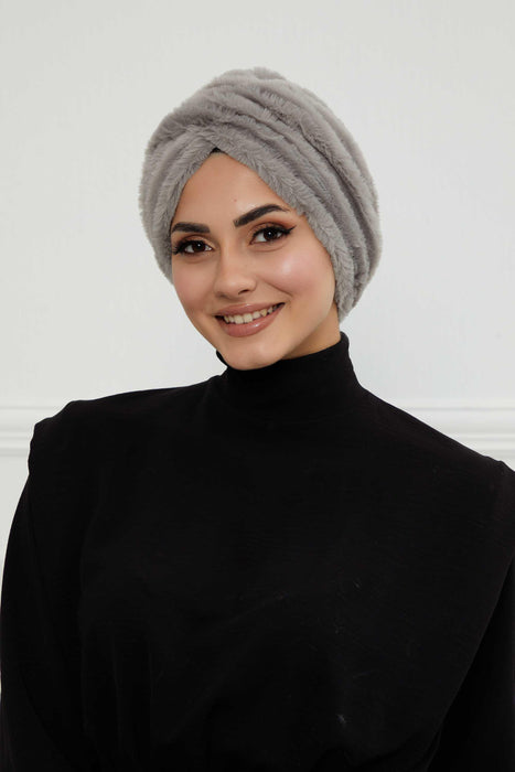 Bequemer, modischer Instant-Turban für Frauen, vorgebundener Plüsch-Kopfturban für einen eleganten Look, einfach zu wickelnde, bequeme Chemo-Kopfbedeckung aus Plüsch, B-9PD