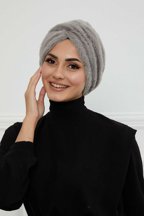 Bequemer, modischer Instant-Turban für Frauen, vorgebundener Plüsch-Kopfturban für einen eleganten Look, einfach zu wickelnde, bequeme Chemo-Kopfbedeckung aus Plüsch, B-9PD