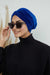 Velvet Shirred Instant Turban Headwrap, Soft Head Turban For Women Fashion Instant Turban Ready to Wear Pretied Chemo Headwear Hijab,B-13K Sax Blue