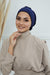 Velvet Elastic Instant Turban Bonnet Cap with Handmade Rose Detail at the Back Side, Soft Plain Color Velvet Pre-Tied Turban Hijab,B-53K Navy Blue