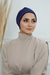 Velvet Elastic Instant Turban Bonnet Cap with Handmade Rose Detail at the Back Side, Soft Plain Color Velvet Pre-Tied Turban Hijab,B-53K Navy Blue