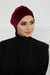 Velvet Elastic Instant Turban Bonnet Cap with Handmade Rose Detail at the Back Side, Soft Plain Color Velvet Pre-Tied Turban Hijab,B-53K Maroon