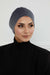 Velvet Elastic Instant Turban Bonnet Cap with Handmade Rose Detail at the Back Side, Soft Plain Color Velvet Pre-Tied Turban Hijab,B-53K Grey