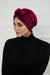 Velvet Bowtie Instant Turban Hijab Luxurious Velour Headwrap with Elegant Bow Detail, Comfortable & Fashionable Headwrap for Women,B-7K Maroon