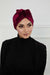 Velvet Bowtie Instant Turban Hijab Luxurious Velour Headwrap with Elegant Bow Detail, Comfortable & Fashionable Headwrap for Women,B-7K Maroon