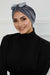 Velvet Bowtie Instant Turban Hijab Luxurious Velour Headwrap with Elegant Bow Detail, Comfortable & Fashionable Headwrap for Women,B-7K Grey