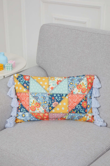 Boho Decorative Colorful Throw Pillow Covers with Tassels, 20x12 Inches Traditional Patchwork Cushion Covers for Couch and Sofa,K-346 Suzani Pattern 43