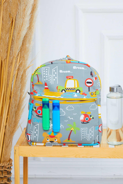 Playful-Patterned Backpack for Children, Colourful Children Backpacks made with High Quality Digital Printed Fabric,CS-10K Suzani Pattern 101