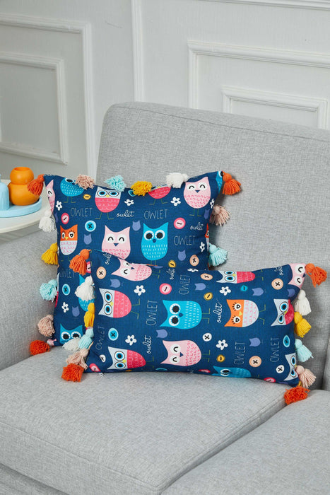 Colourful Tasseled Printed Pillow Cover for Kids Room, Retro Playful Pillow Cover Design, Colourful Baby Room Pillow Covers,K-356 Suzani Pattern 21