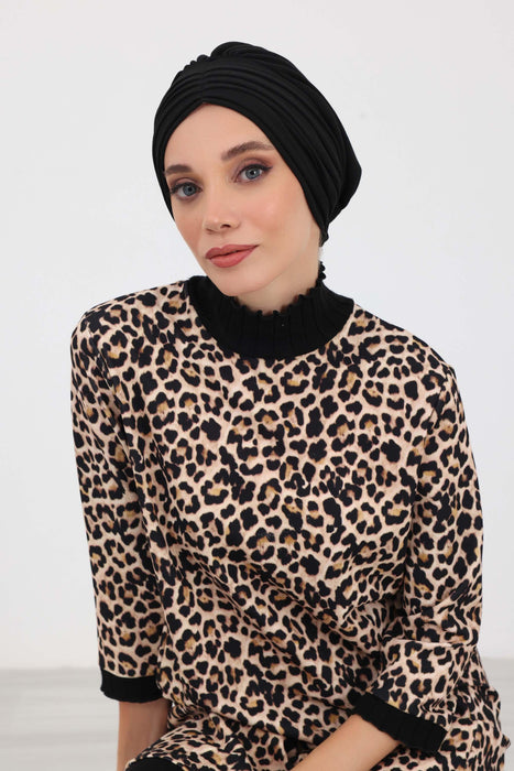 High Quality Shirred Winter Turban Bonnet Cap for Women, Cozy Comfortable Winter Headwrap made from Polyviscose Fabric,B-13IV