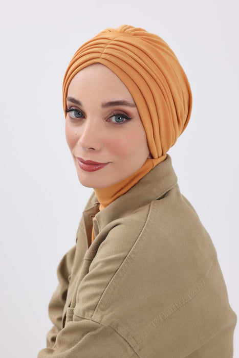 Stretchable Shirred Winter Turban Bonnet for Women, Warm and Stylish Headwrap, Soft Ribbed Winter Instant Turban Chemo Headwear,B-13RB