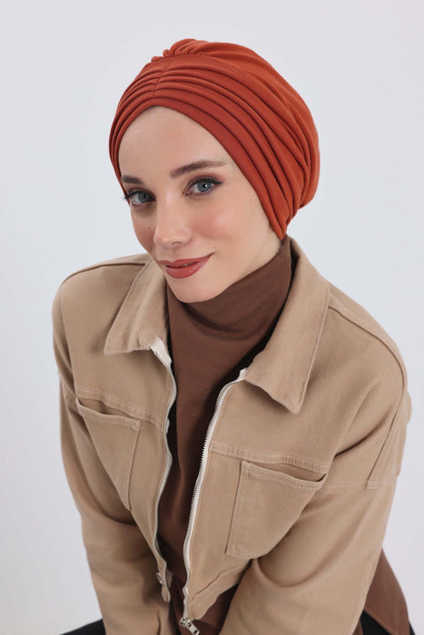 Stretchable Shirred Winter Turban Bonnet for Women, Warm and Stylish Headwrap, Soft Ribbed Winter Instant Turban Chemo Headwear,B-13RB