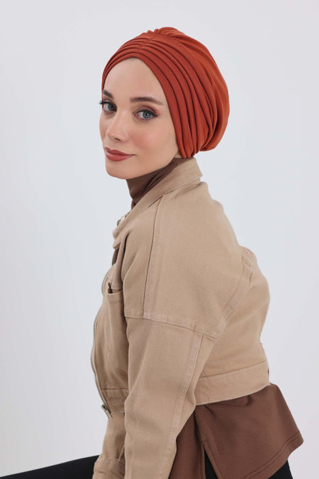 Stretchable Shirred Winter Turban Bonnet for Women, Warm and Stylish Headwrap, Soft Ribbed Winter Instant Turban Chemo Headwear,B-13RB