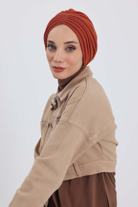 Stretchable Shirred Winter Turban Bonnet for Women, Warm and Stylish Headwrap, Soft Ribbed Winter Instant Turban Chemo Headwear,B-13RB