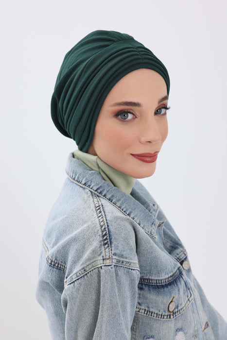 Stretchable Shirred Winter Turban Bonnet for Women, Warm and Stylish Headwrap, Soft Ribbed Winter Instant Turban Chemo Headwear,B-13RB