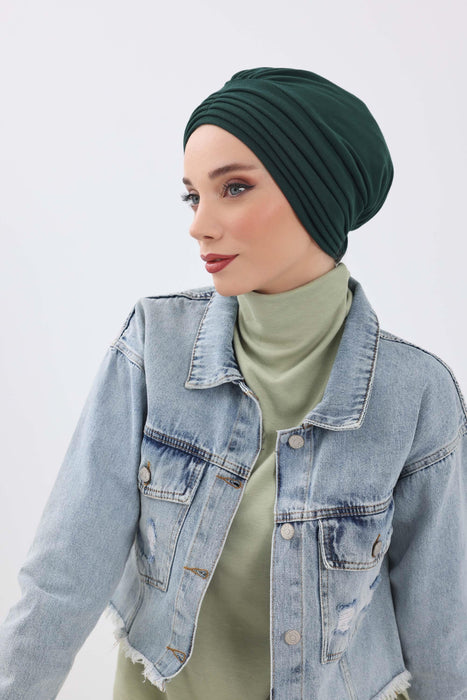 Stretchable Shirred Winter Turban Bonnet for Women, Warm and Stylish Headwrap, Soft Ribbed Winter Instant Turban Chemo Headwear,B-13RB