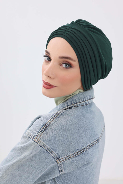 Stretchable Shirred Winter Turban Bonnet for Women, Warm and Stylish Headwrap, Soft Ribbed Winter Instant Turban Chemo Headwear,B-13RB