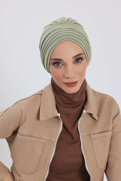 Stretchable Shirred Winter Turban Bonnet for Women, Warm and Stylish Headwrap, Soft Ribbed Winter Instant Turban Chemo Headwear,B-13RB