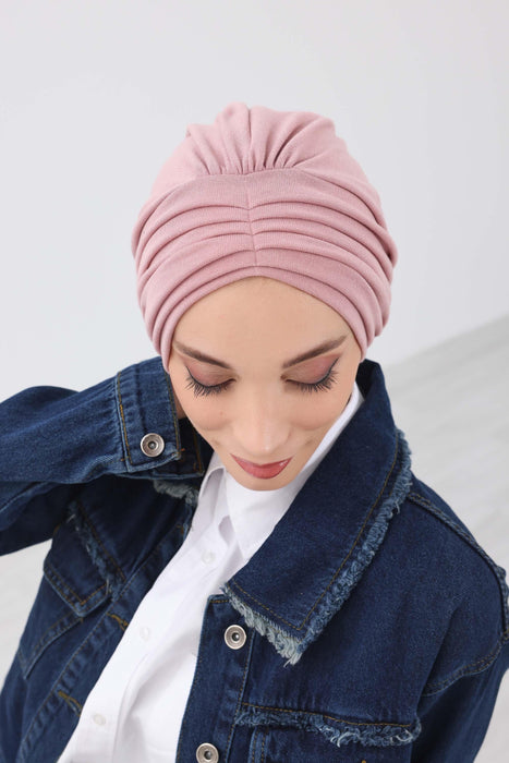 Stretchable Shirred Winter Turban Bonnet for Women, Warm and Stylish Headwrap, Soft Ribbed Winter Instant Turban Chemo Headwear,B-13RB