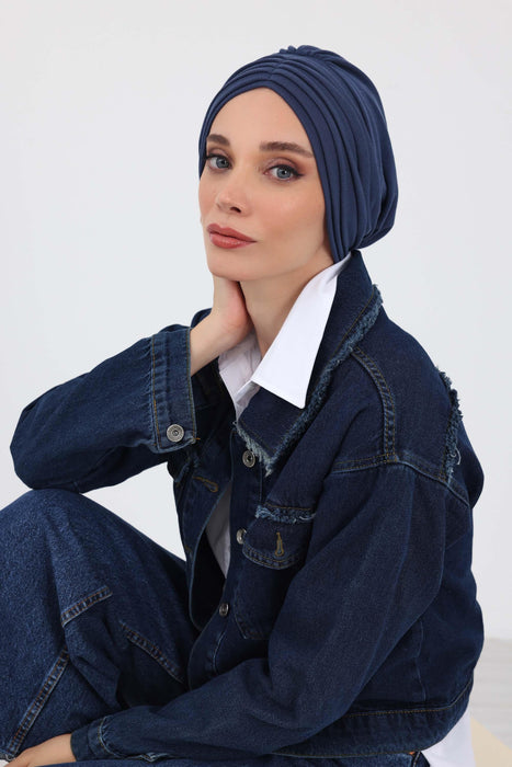 Stretchable Shirred Winter Turban Bonnet for Women, Warm and Stylish Headwrap, Soft Ribbed Winter Instant Turban Chemo Headwear,B-13RB