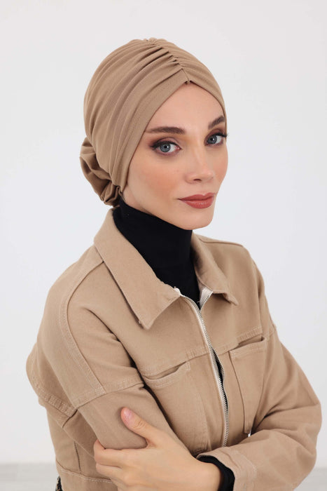 Elegant Rose-Detail Winter Turban Bonnet for Women, Soft Polyviscose Stretch Headwrap, Floral Accent Winter Turban Bonnet,B-21IV