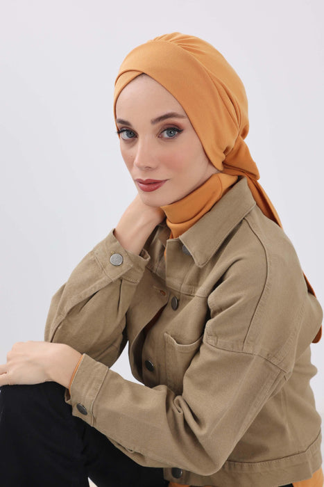 Stylish Winter Turban Bonnet with Back-Tie Belt, Soft Ribbed Polyviscose Headwrap for Cold Seasons, Warm Back-Tie Instant Turban,B-31RB