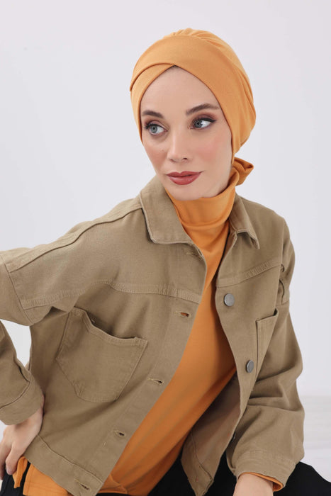 Stylish Winter Turban Bonnet with Back-Tie Belt, Soft Ribbed Polyviscose Headwrap for Cold Seasons, Warm Back-Tie Instant Turban,B-31RB