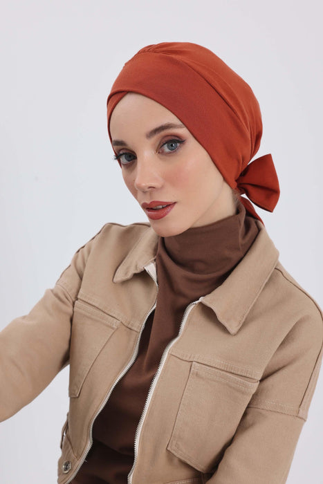 Stylish Winter Turban Bonnet with Back-Tie Belt, Soft Ribbed Polyviscose Headwrap for Cold Seasons, Warm Back-Tie Instant Turban,B-31RB