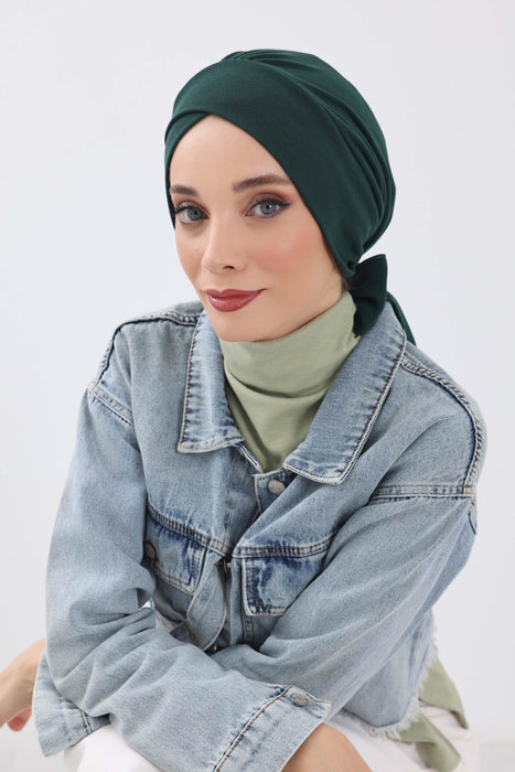 Stylish Winter Turban Bonnet with Back-Tie Belt, Soft Ribbed Polyviscose Headwrap for Cold Seasons, Warm Back-Tie Instant Turban,B-31RB