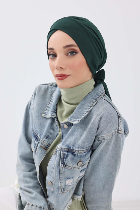 Stylish Winter Turban Bonnet with Back-Tie Belt, Soft Ribbed Polyviscose Headwrap for Cold Seasons, Warm Back-Tie Instant Turban,B-31RB