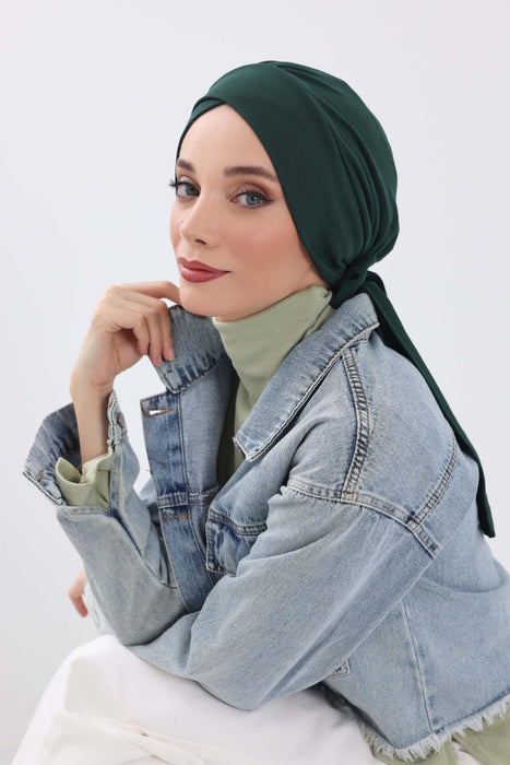 Stylish Winter Turban Bonnet with Back-Tie Belt, Soft Ribbed Polyviscose Headwrap for Cold Seasons, Warm Back-Tie Instant Turban,B-31RB