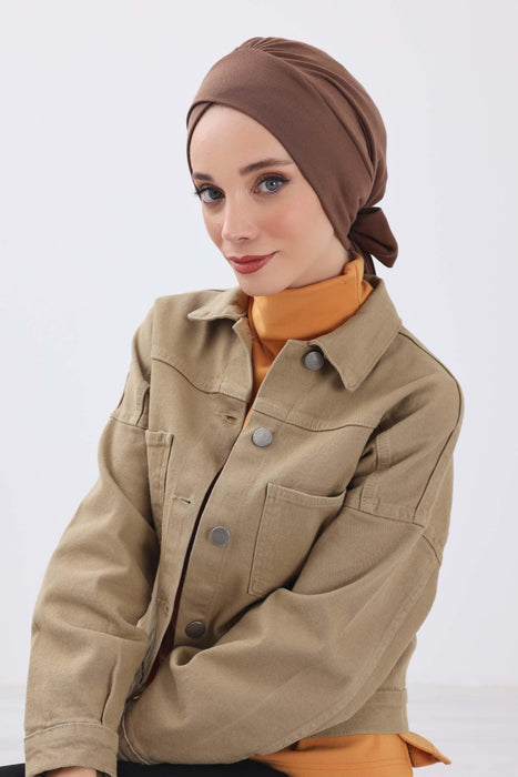 Stylish Winter Turban Bonnet with Back-Tie Belt, Soft Ribbed Polyviscose Headwrap for Cold Seasons, Warm Back-Tie Instant Turban,B-31RB