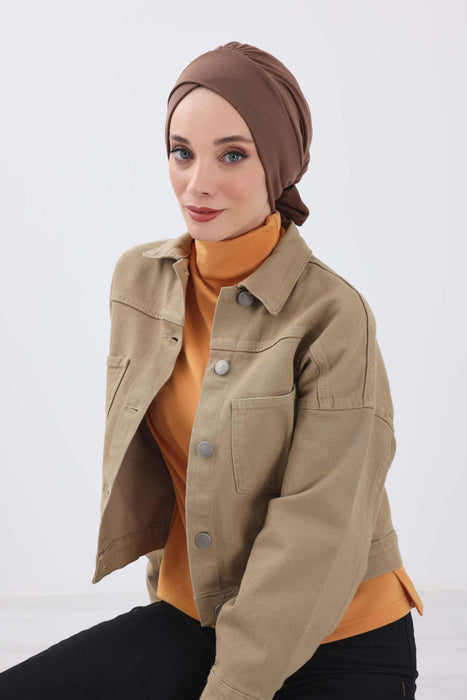 Stylish Winter Turban Bonnet with Back-Tie Belt, Soft Ribbed Polyviscose Headwrap for Cold Seasons, Warm Back-Tie Instant Turban,B-31RB