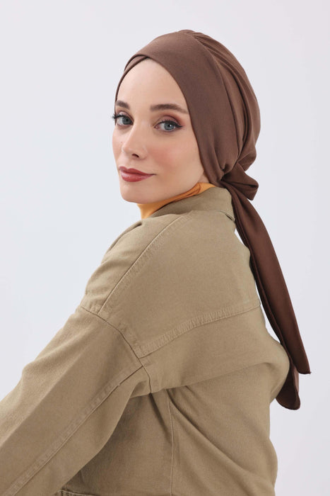 Stylish Winter Turban Bonnet with Back-Tie Belt, Soft Ribbed Polyviscose Headwrap for Cold Seasons, Warm Back-Tie Instant Turban,B-31RB