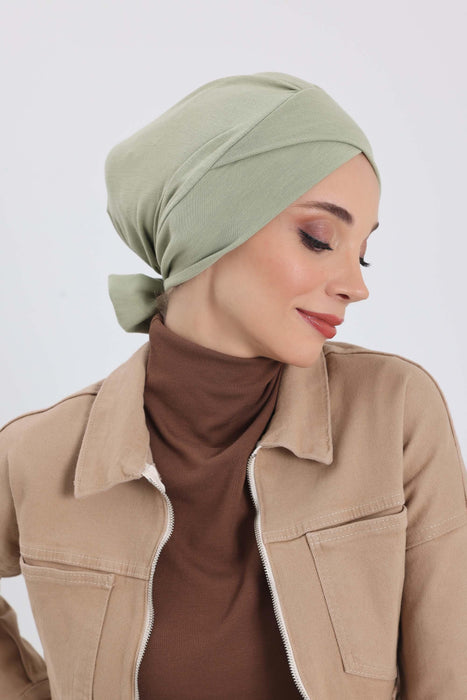 Stylish Winter Turban Bonnet with Back-Tie Belt, Soft Ribbed Polyviscose Headwrap for Cold Seasons, Warm Back-Tie Instant Turban,B-31RB