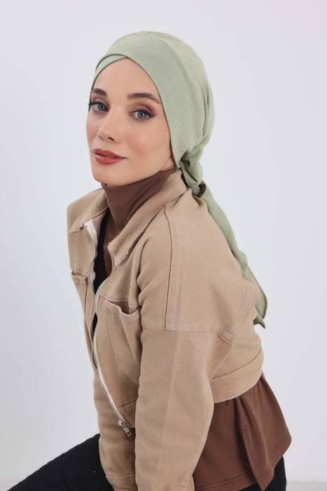 Stylish Winter Turban Bonnet with Back-Tie Belt, Soft Ribbed Polyviscose Headwrap for Cold Seasons, Warm Back-Tie Instant Turban,B-31RB