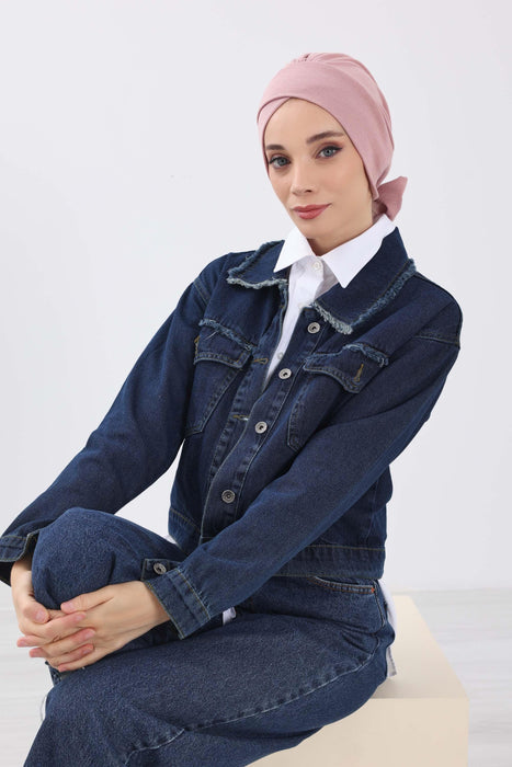 Stylish Winter Turban Bonnet with Back-Tie Belt, Soft Ribbed Polyviscose Headwrap for Cold Seasons, Warm Back-Tie Instant Turban,B-31RB