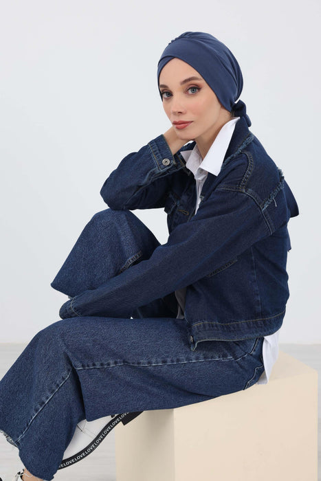 Stylish Winter Turban Bonnet with Back-Tie Belt, Soft Ribbed Polyviscose Headwrap for Cold Seasons, Warm Back-Tie Instant Turban,B-31RB