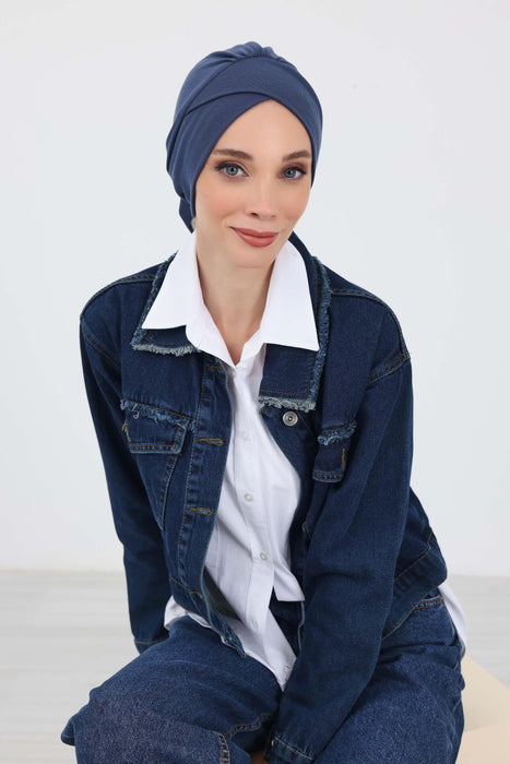 Stylish Winter Turban Bonnet with Back-Tie Belt, Soft Ribbed Polyviscose Headwrap for Cold Seasons, Warm Back-Tie Instant Turban,B-31RB